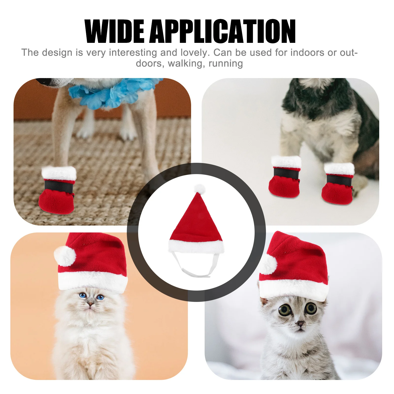 

1Set Pet Christmas Santa Clause Hat Socks Red White Cloth Xmas Costume Small Pet Holiday Supplies Xmas Cosplay Cap