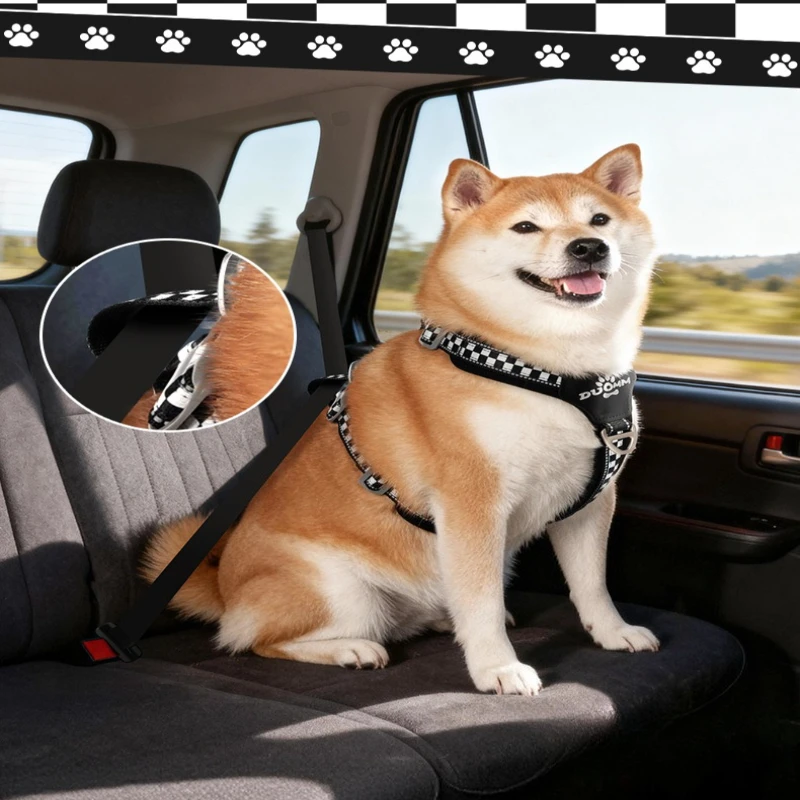 

Поводок для собак, клетчатая двойная шлейка-жилетка, светоотражающий ремень для собак, шлейка-жилетка для домашних животных, ошейники для щенков, товары для животных