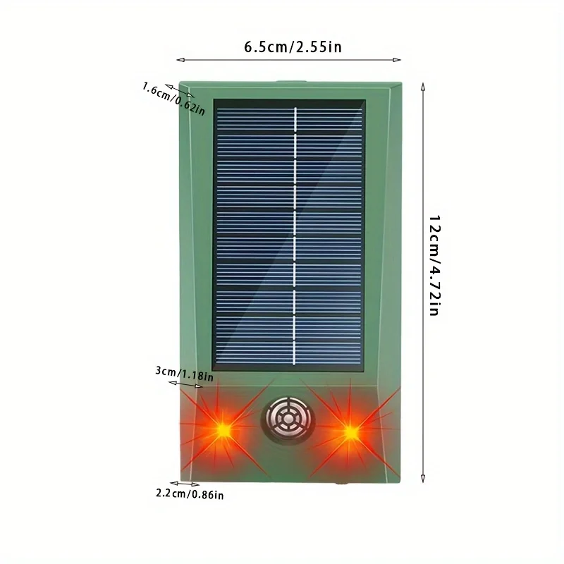 Solarbetriebener Ultraschall-Tier- und Insektenvertreiber für den Außenbereich mit rotem LED-Blitz, IP66 wasserdicht, für Garten, Bauernhof, Hof, Schädlingsbekämpfung – Detail 3