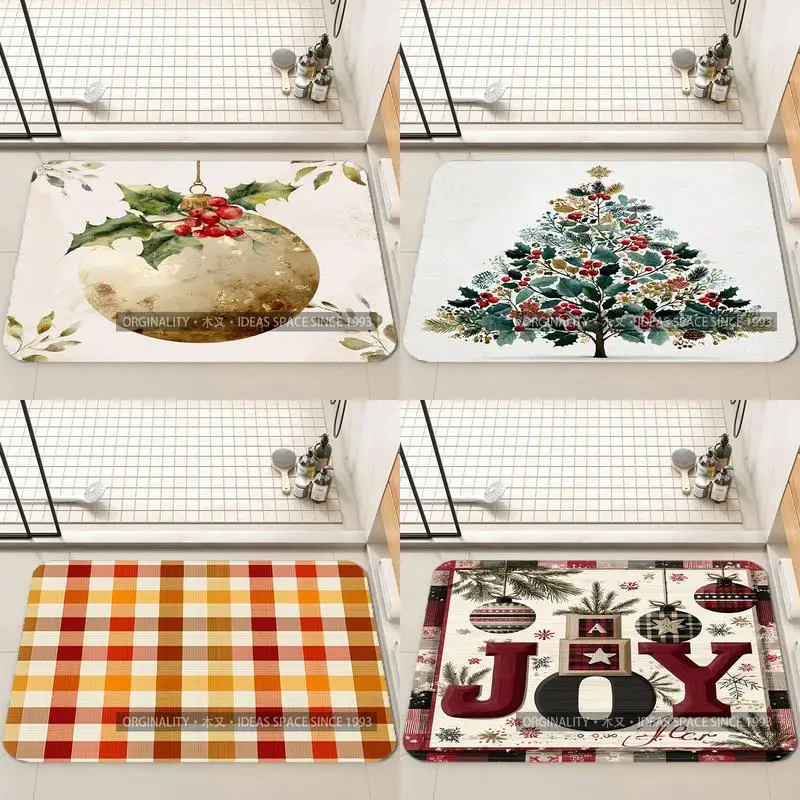 

Christmas Watercolor Mat Living Room Decoration Home Sofa Non-Slip Carpet Study Bedroom Tatami Children'S Soft Floor Mat