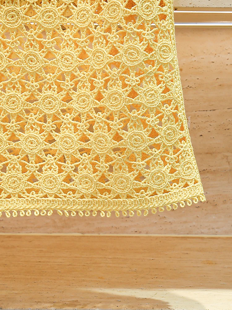 กระโปรงไหมพรมถักยาวทรงเอ เอวสูง สำหรับผู้หญิง ดีไซน์โปร่งลายฉลุ เหมาะสำหรับใส่ไปทำงานหรือวันสบายๆ สไตล์หรูหราจาก M Home Nan You