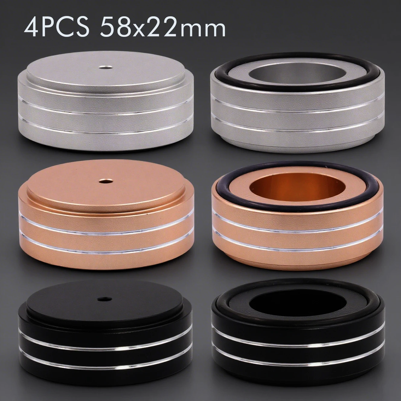 

4PCS 58x22mm Speaker Stand Aluminum AMP Isolation Feet Spike Floor Base Audio Radio DAC Computer Chassis Stand