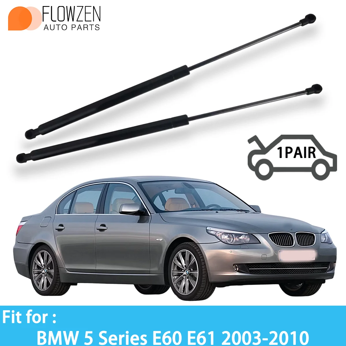 1 par de Amortecedores Dianteiros (Barras de Suporte) OE 51237008745 para BMW Série 5, Hastes a Gás de Suporte do Capô E60 E61 2003-2010