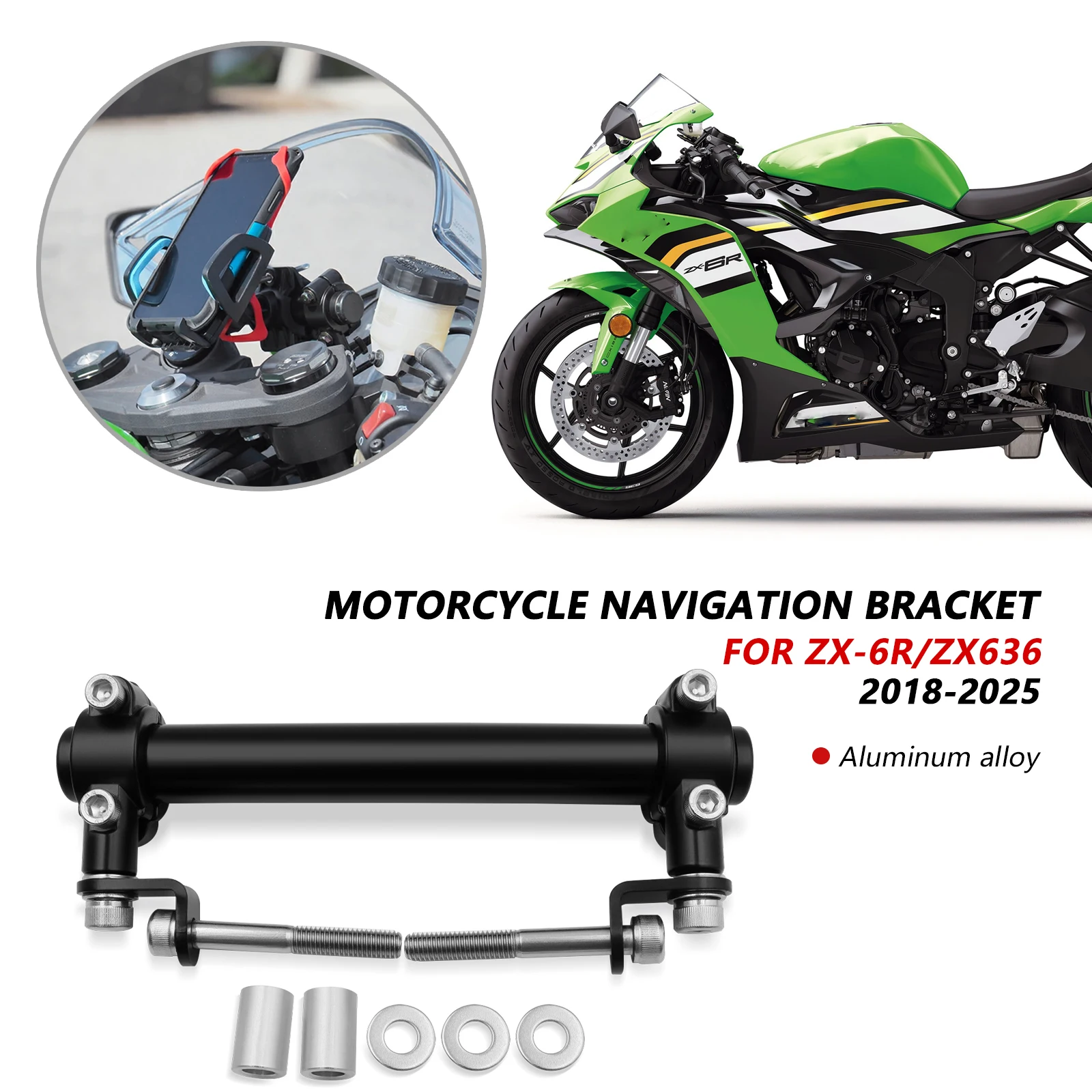 

ZX-6R Motorcycle Accessories GPS smartphone navigation mountin bracket adapter bracket For ZX6R ZX-636 ZX636 2018-2025 2024