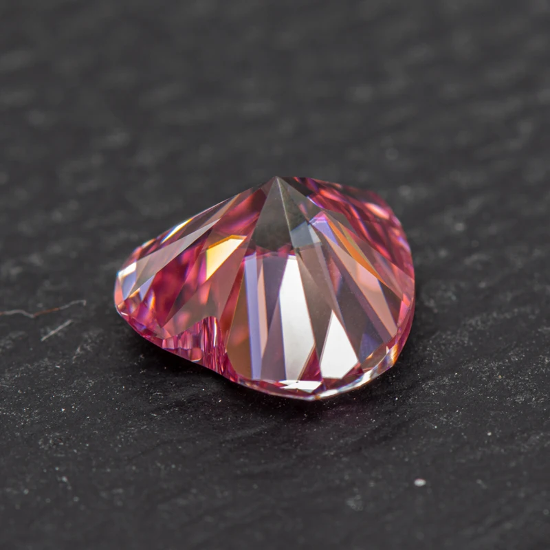 Moissanite Stone Heart Shape Pink Color Extremely Shiny Charms Gemstone DIY Ring Necklace Earrings Main Materials Certificate
