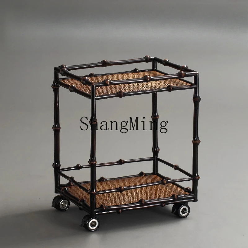 

FG mobile tea cabinet, tea cart side shelves, solid wood home living room side cabinet, sofa tea table