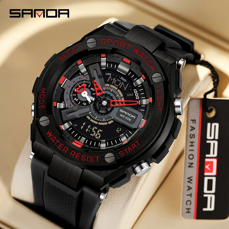 

Sanda 3170 New Handheld Lamp Korean Edition Electronic Watch with Multiple Functions Sports Waterproof Men's Watch