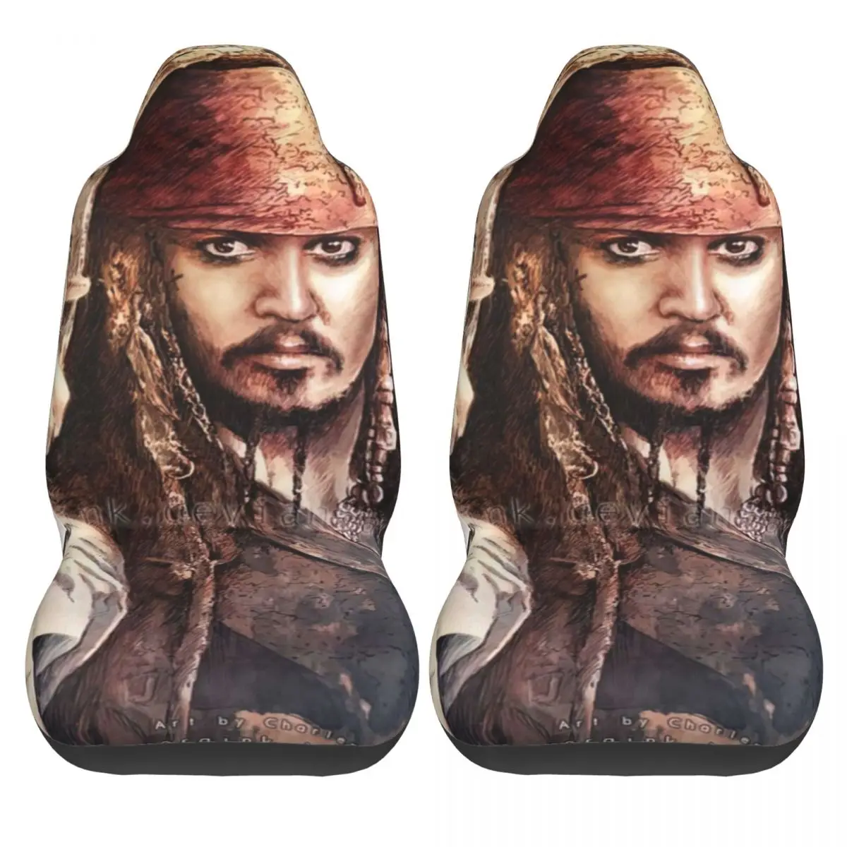 Captain Jack Sparrow Car Seat Cover Custom Printing Universal Front Protector Accessories Cushion Set