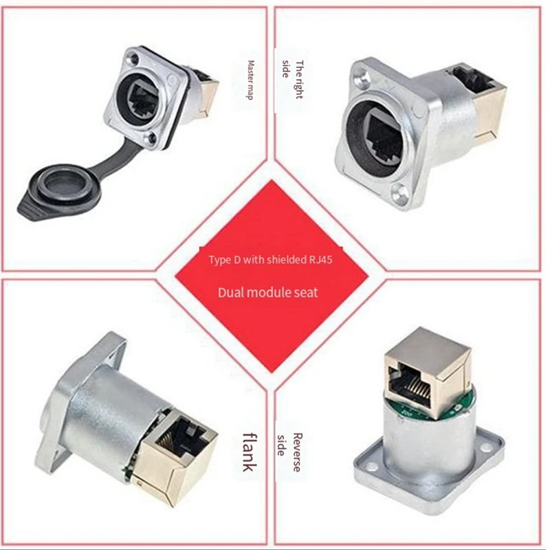 Waterproof Shielded With Pushbutton RJ45 Connector No Pushbutton RJ45 Holder Portable LED Display Signal Plug Socket, Durable B