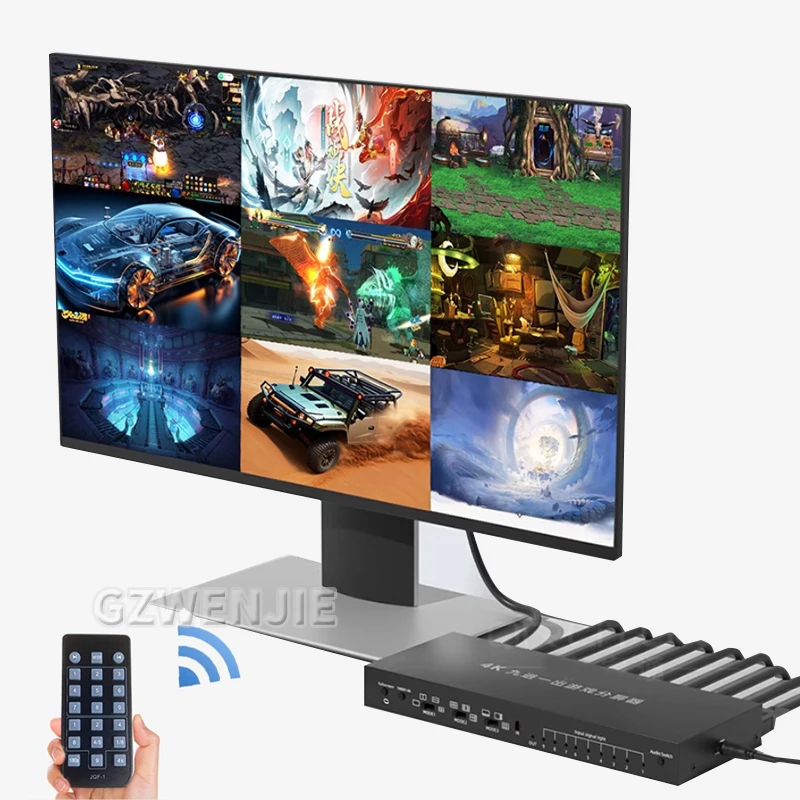 4x1 9x1 HDMI Multi-viewer switcher Seamless 4K HDMI 4/9 Screen Real Time Multi Viewer Screen Splitter 9 in 1 out Switch Adapter