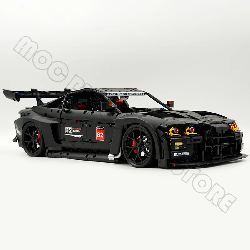 Modèle de voiture de course sur piste figurée pour enfants, champions de puissance à module élevé, chevalier noir, nuit de construction d'hypercar, cadeaux de jouets MOC en brique, JD040