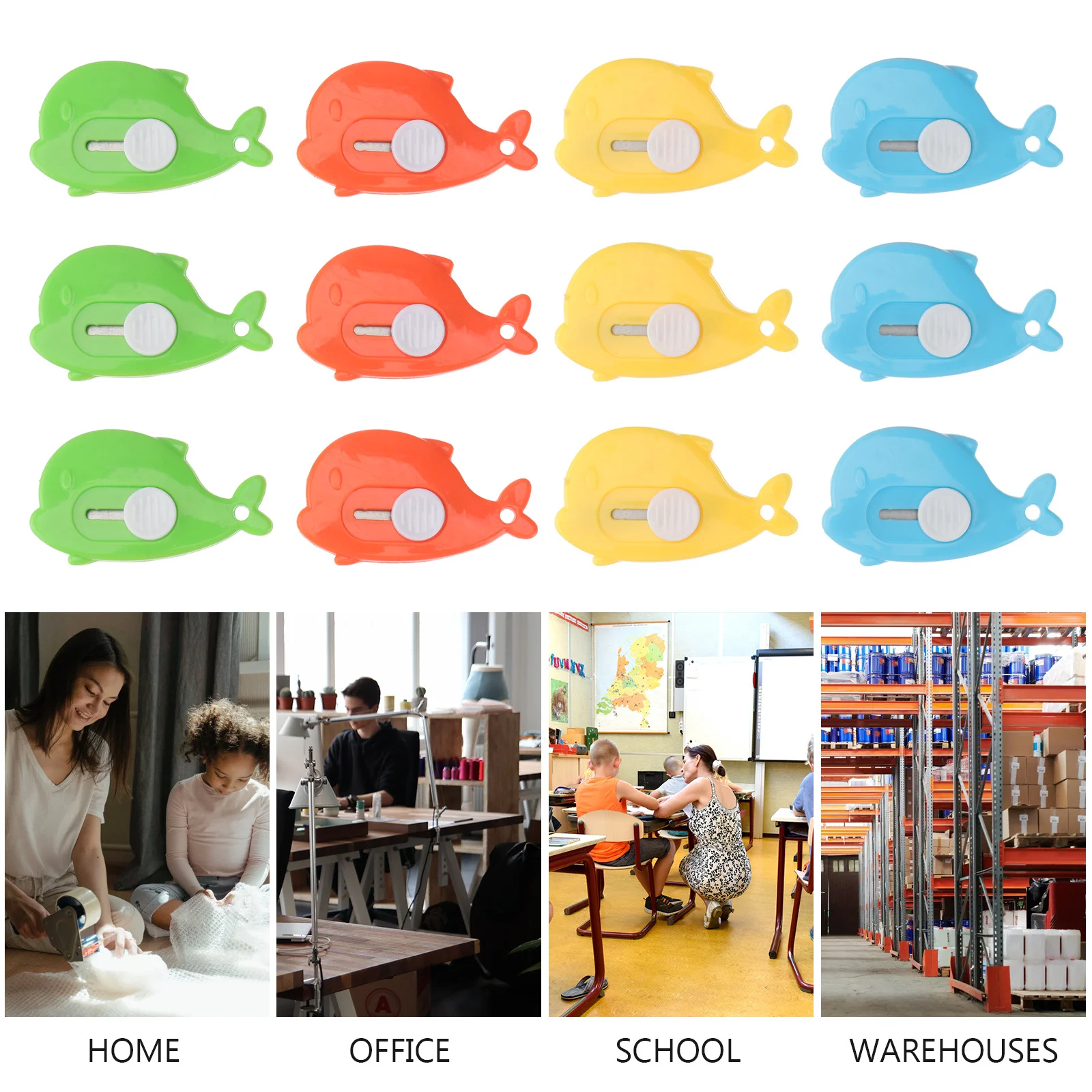 20Pcs Practical Mini Utility Cutters Retractable Safety Blades Letter Openers Office Craft Tools Art