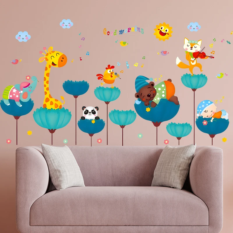 Creative Animals Concert Wall Stickers For Kids Bedroom Decoration Cartoon Safari Party Mural Art Diy Home Decals Pvc Posters