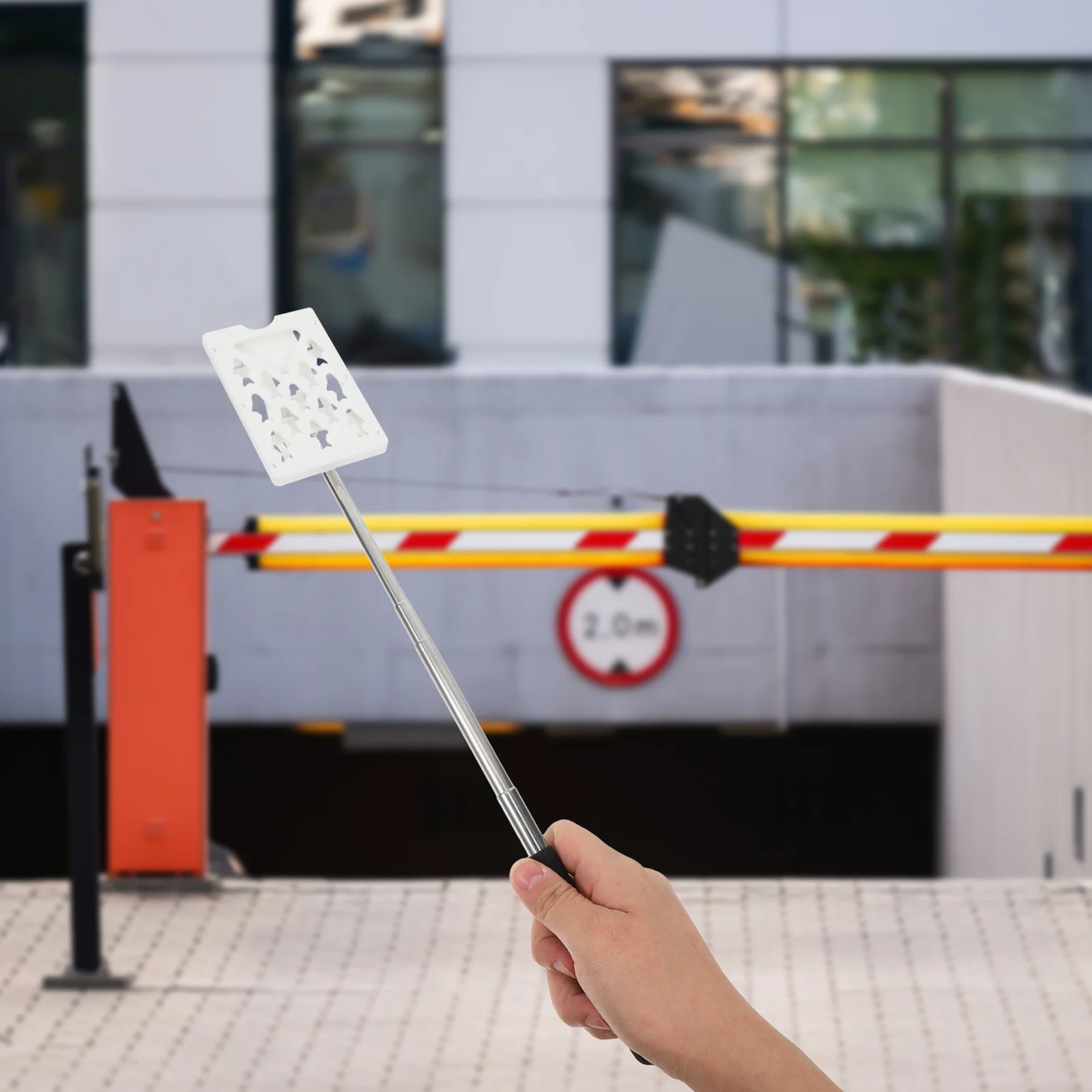 

1pc Parking Payment Rod Telescopic Toll Swiping Stick White Contactless Efficient ABS Steel Material Craftsmanship Cleaning