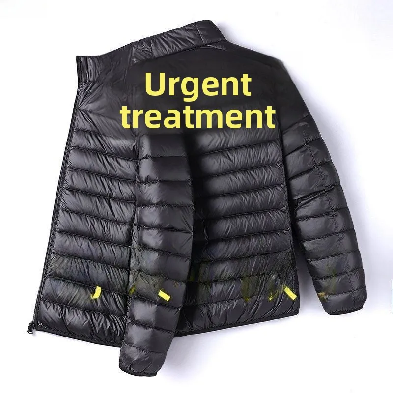 

New 2024 Men's Lightweight down Cotton Jaet ort Sle Stand Collar Warm Autumn Winter Outerwear Slim Fit Long Length