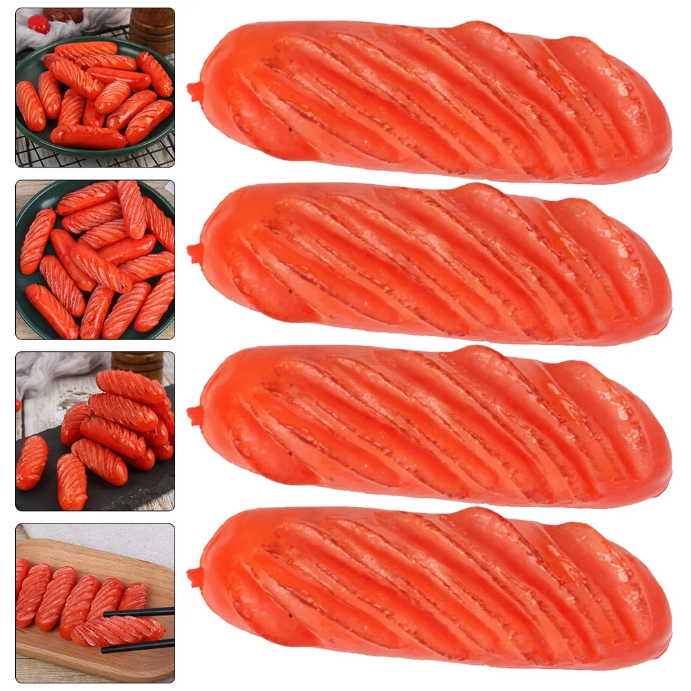 

4 Pcs Mini Hot Dog Model PVC Realistic Food Prop for Decoration Display Educational Purpose Montessori Toy Fake Food