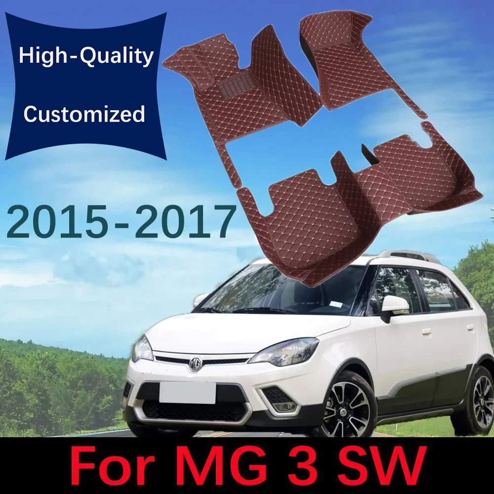 Custom Leather Car Floor Mats For Morris Garages MG 3 SW 2015 2016 2017 Automobile Carpet Rugs Foot Pads Interior Accessories