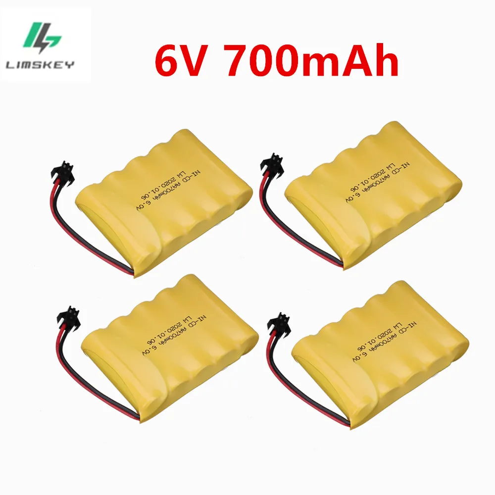 Batería Recargable de Ni-CD AA de 6V y 700mAh de Alta Calidad, 100% Nueva, con Conector SM para Juguetes de Control Remoto, Coches, Barcos, Tanques, Trenes, Robots, Barcos de Juguete y Pistolas