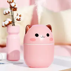 귀여운 고양이 공기 가습기 디퓨저, USB 미스트 메이커, 미니 가습기, 야간 조명 포함, 250ml, 핫 세일