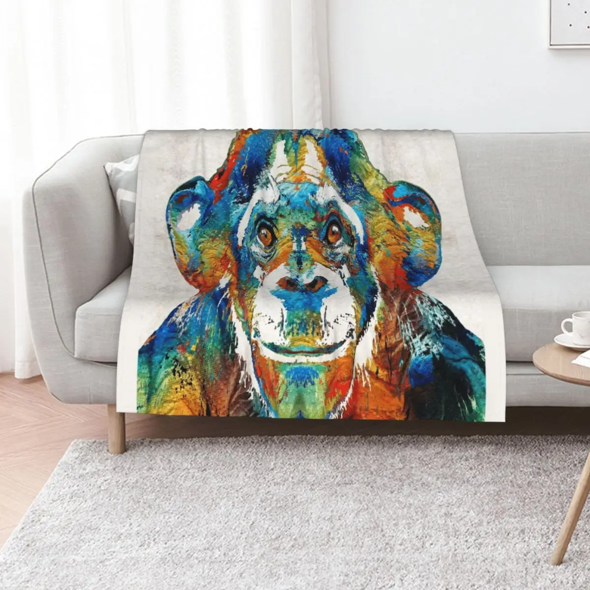 Colorful Chimp Art - Monkey Business - By Sharon Cummings Throw Blanket Warm Luxury Thicken Thermal wednesday Blankets