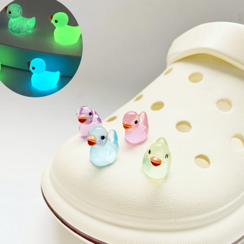 4pcs Hole Shoe Charms for DIY Fashionable Night Glow Duck Shoe Buckle Decoration for Shoe Charm Accessories Kids Party Gift