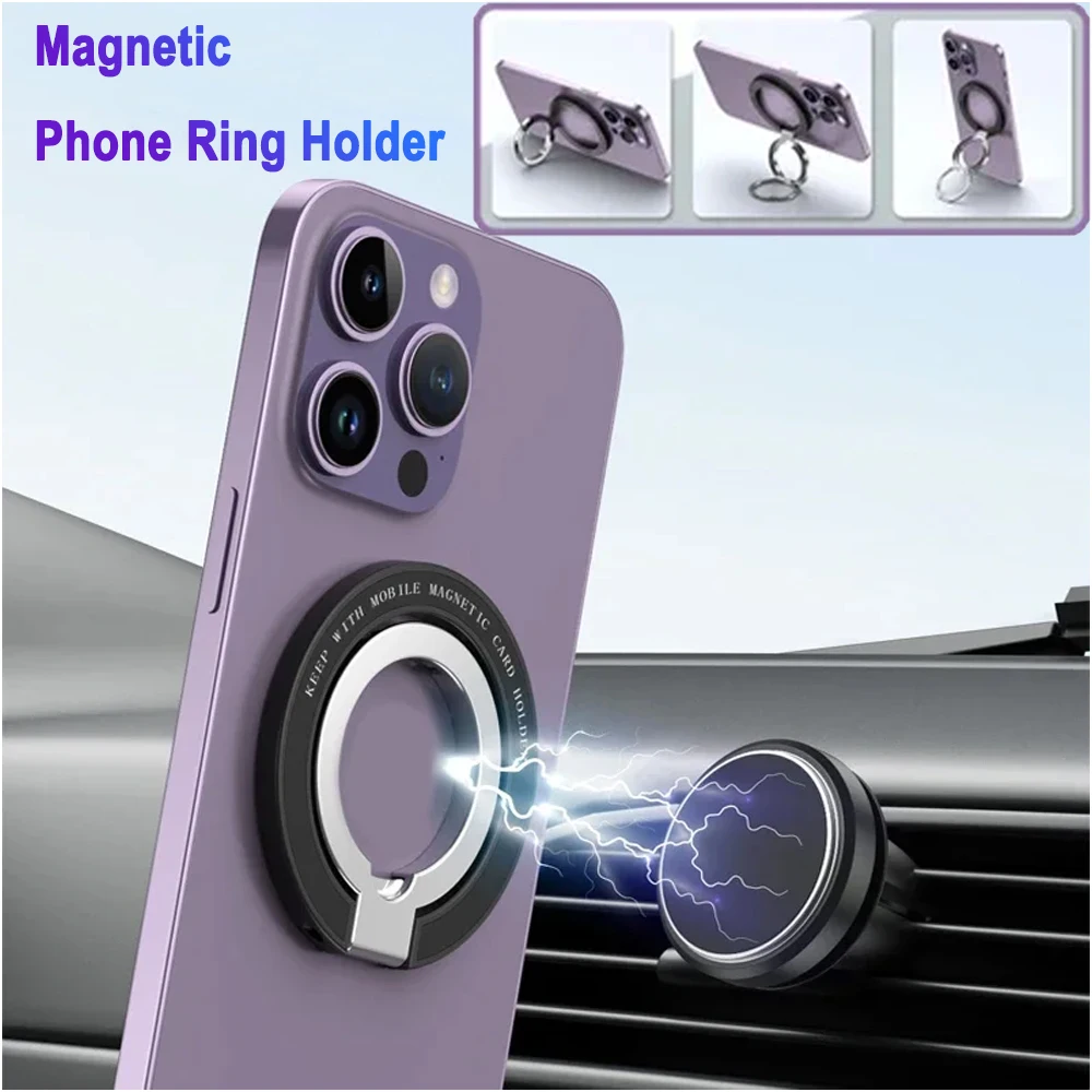Soporte Magnético de Doble Cara para Teléfono iPhone 15/16/17, Plegable 360° ° Soporte Giratorio con Imán Potente y Agarre para Dedos