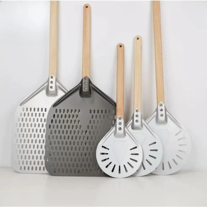 

7 Inch Aluminum Perforated Pizza Shovel Peel with Detachable Handle Nonstick Oven Baking Paddle Spatula Turners Accessories