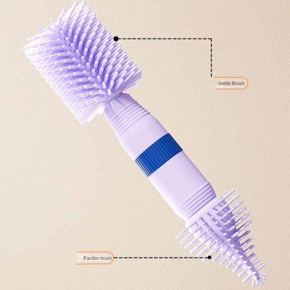 

ABS Bottle Cleaning Brush Set TPR Anti-lost Pacifier Straw Scrubber Bottle Brush PC Baby Nipple Brush Kit Tableware