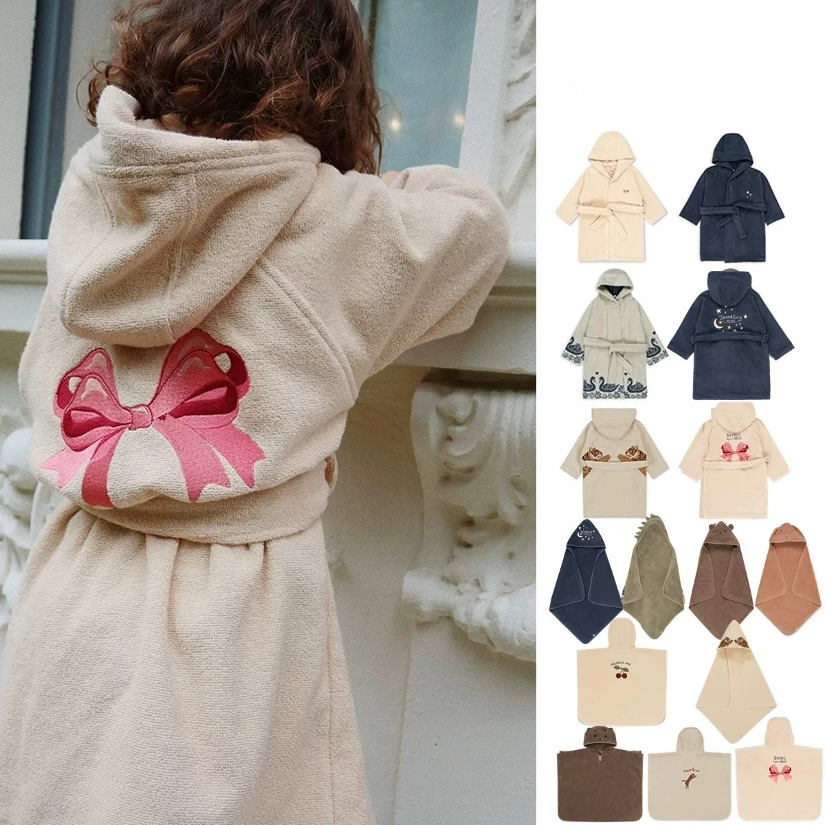 

25KS bath towel children's cape with hat can be worn absorbent bath robe baby bath towel [spot]