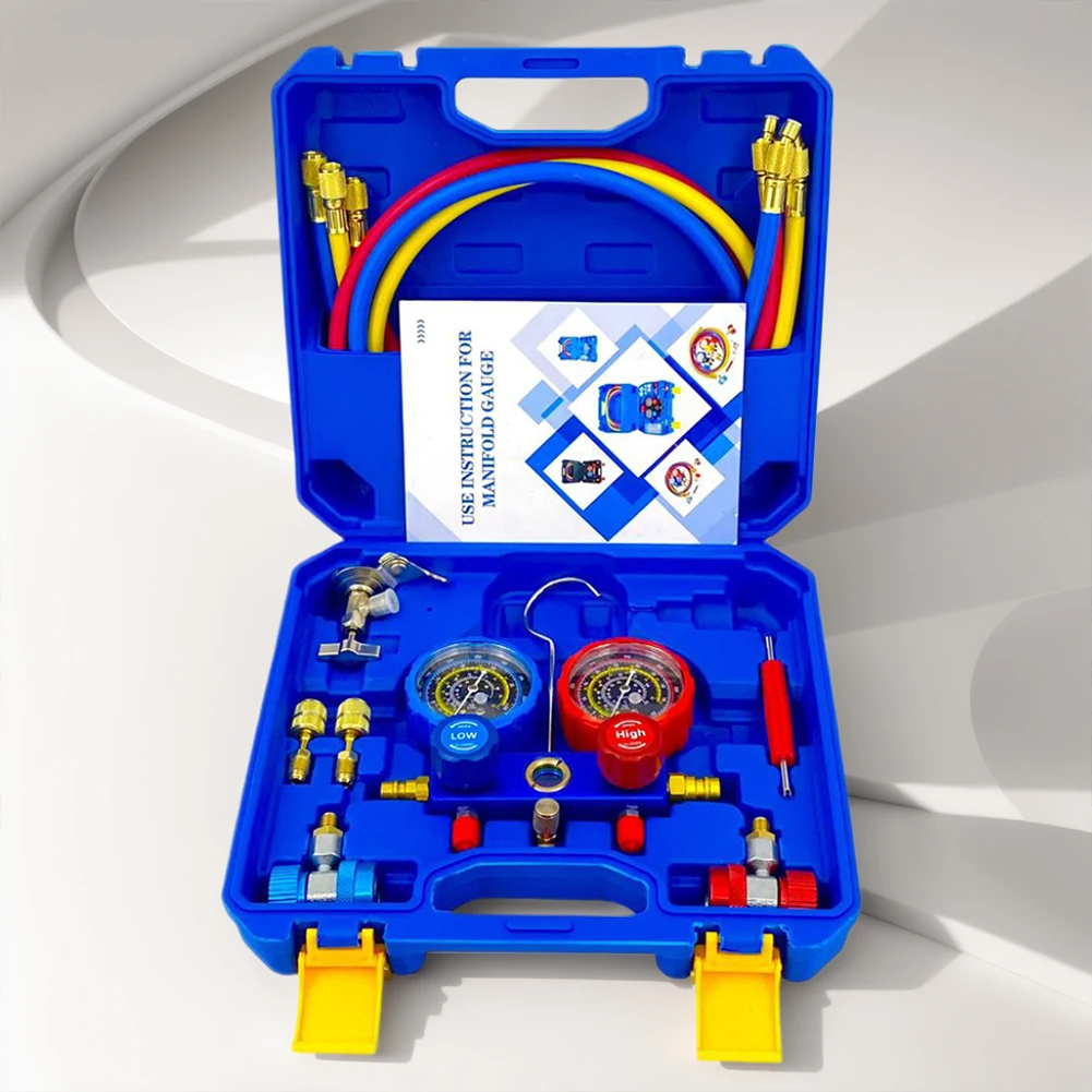 

Durable Aluminum PVC 3 Way AC Manifold Gauge Set for R134A/R22/R410/R404 Freon Charging Automotive Home AC Repair
