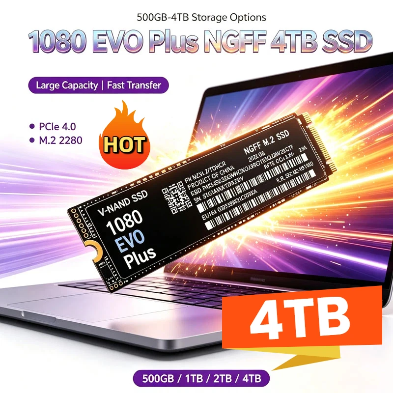 1080 EVO Plus 7200MB/S Hard Drive SSD M.2 NGFF 1TB 2TB 4TB M2 2280 Internal Solid State Drive for Laptop PC High Speed Transfer