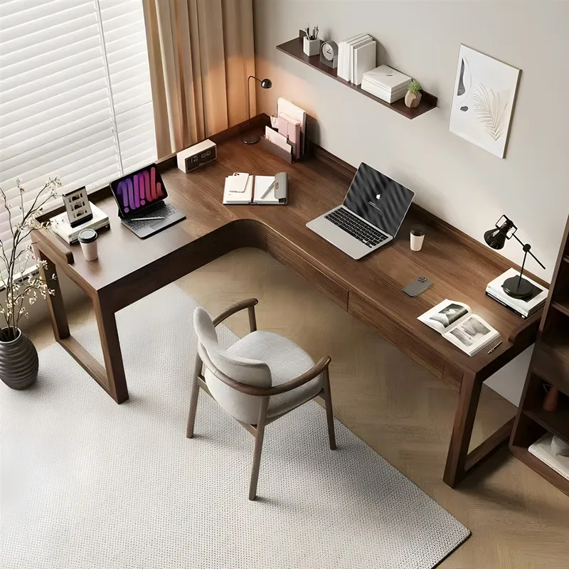 All-solid wood corner computer desk, home L-shaped corner desk, bedroom study desk