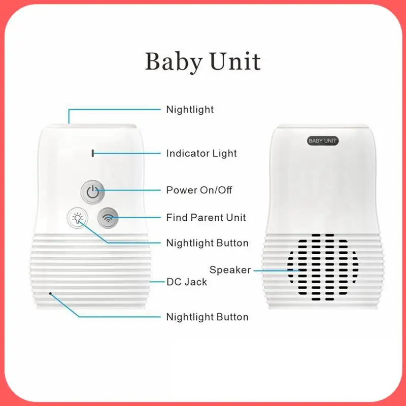 X12A-Baby Audio Monitor 2-Way Talk Baby Intercom Wireless Night Light Home Child Safety Device 2.4Ghz US-Plug Durable Easy Insta