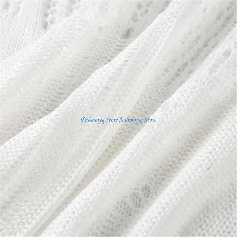 

573B Womens Hollowed Knit Long Sleeves Grunge Sweater Harajuku Punk Irregular Ripped Hole Pullover Top Loose Fit Cover Up Shirt