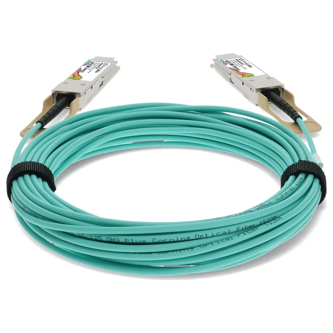 MFA1A00-C015 كابل بصري نشط متوافق مع TAA 100GBase-AOC QSFP28 (850 نانومتر، MMF، 15 مترًا)
