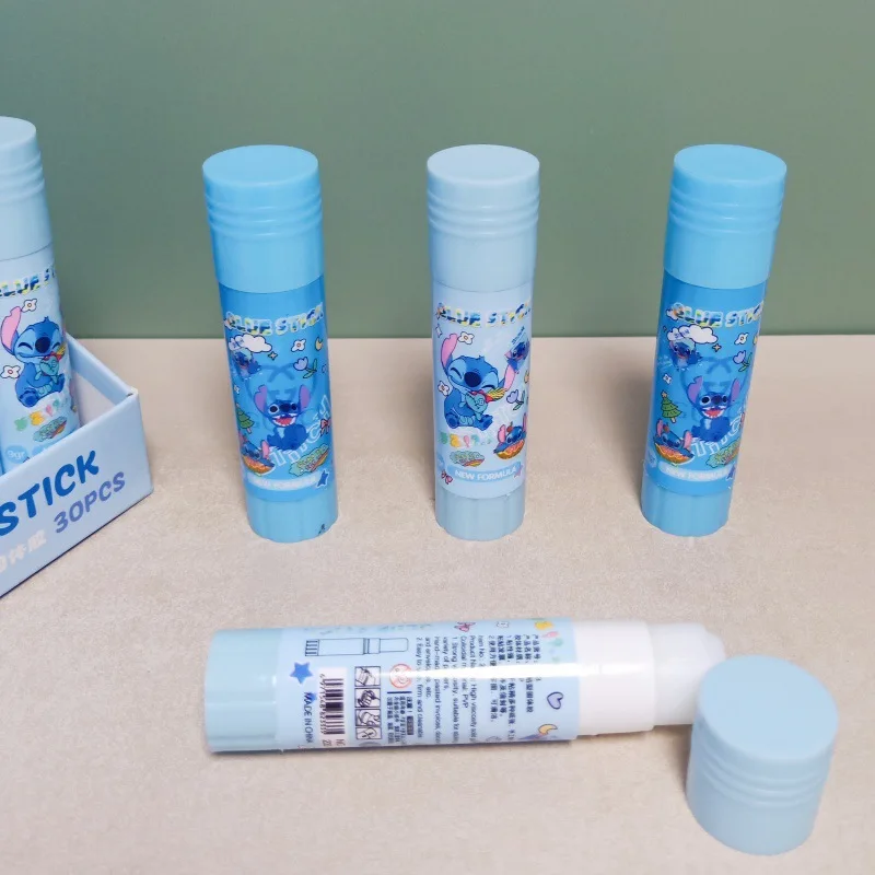 Disney 6/30pcs Stitch Mini Solid Glue Student Cartoon Lilo Spin Diy Hand Account Solid Glue Stick Stationery Gift