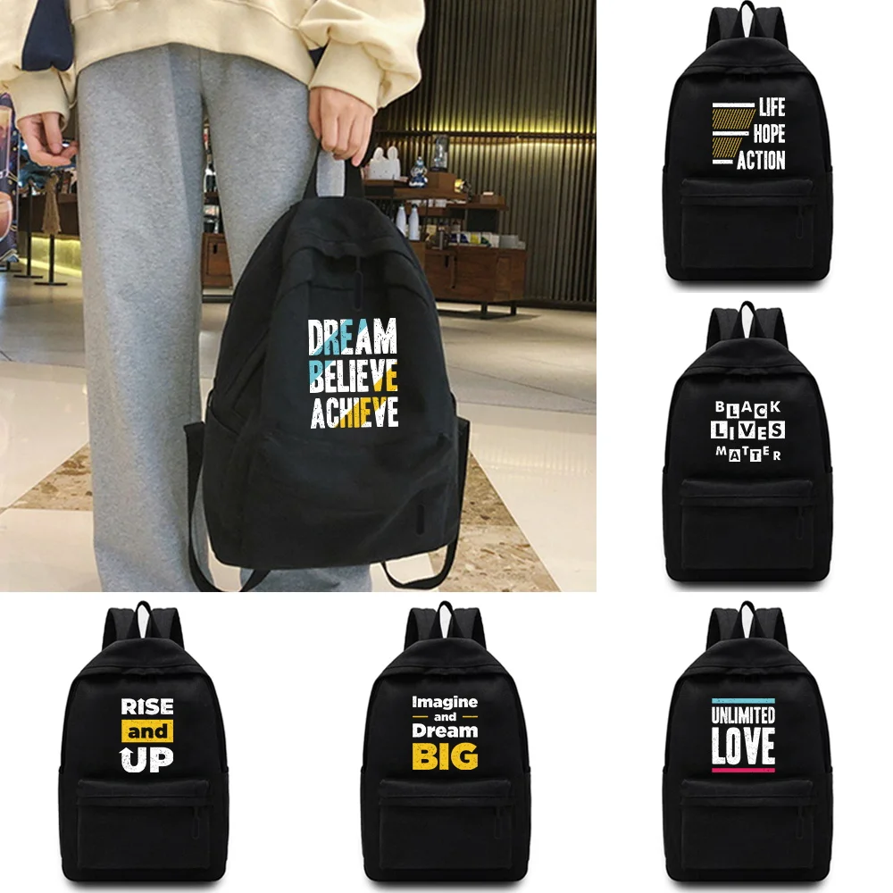 

Shoulder Backpack Casual Phrase Pattern Hiking Laptop Backpack Travel Unisex Outdoor Sport School Bag Large Capacity Rucksack