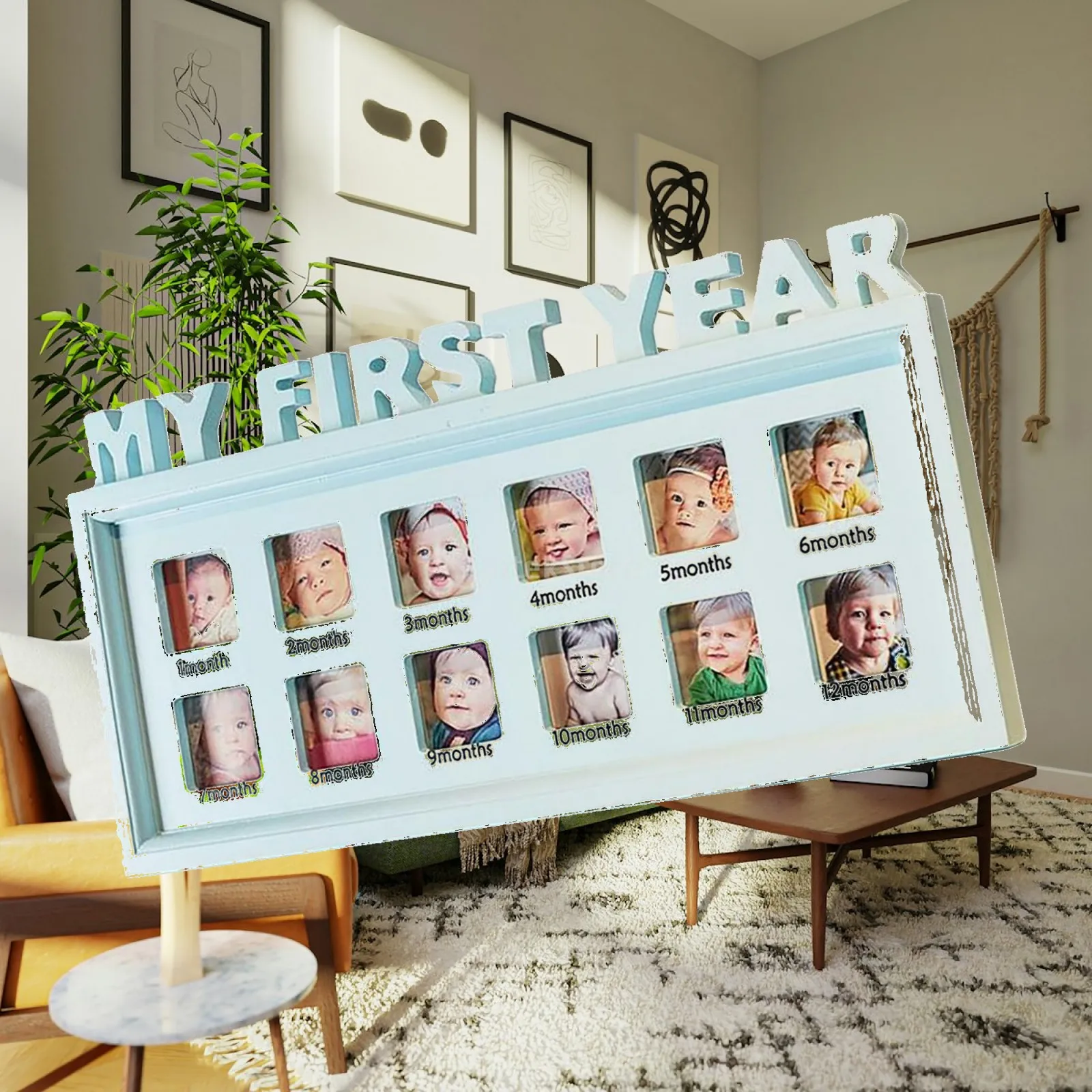 picture-frame-keepsake-album-first-birthday-photo-display-pvc-material-tabletop-hanging-suitable-girls-unisex-newborns-room
