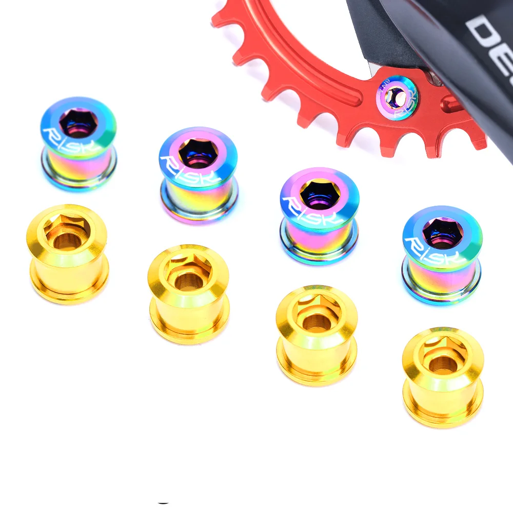 RISK Titanium Bicycle Chainring Bolts Nuts MTB Mountain Bike 104bcd Chainring Screws Road Bike BMX Gear Chainwheel Fixing Bolts