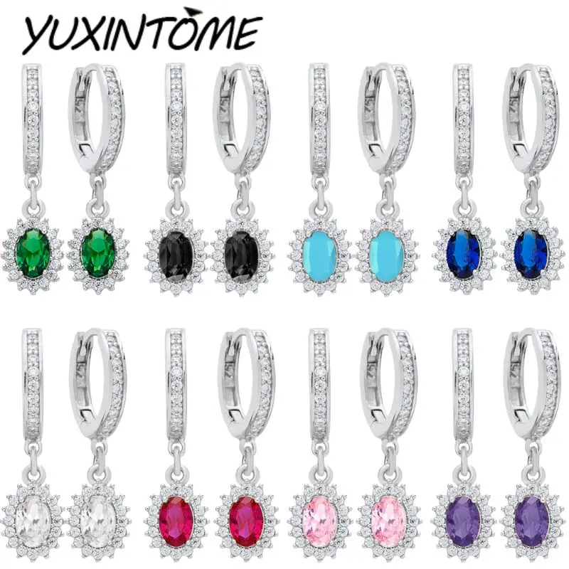 

925 Sterling Silver Needle Noble Elegant light luxurious Large Zircon Pendant Earrings Women's Gorgeous Party Wedding Jewelry