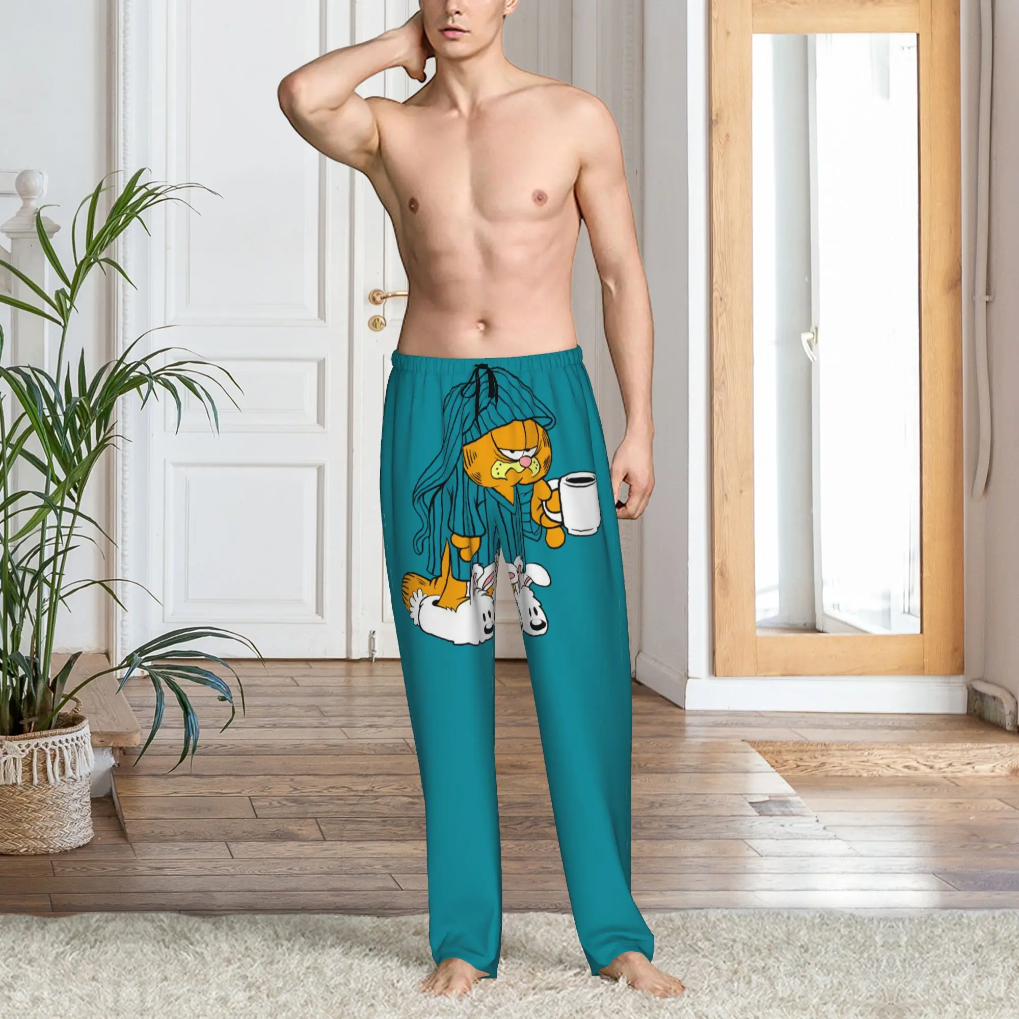 Custom G-Garfields Tired Pajama Pants for Men  Sleepwear Lounge Sleep Bottoms Stretch with Pockets view 6