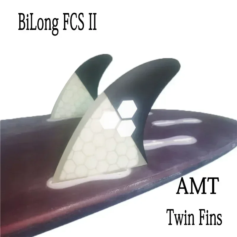 BiLong FCS II  AMT  Twin Fins X Large - Black Surfboard Fins Keel Fin  2 Pcs Set Construction Performance Core Quilhas Surfing