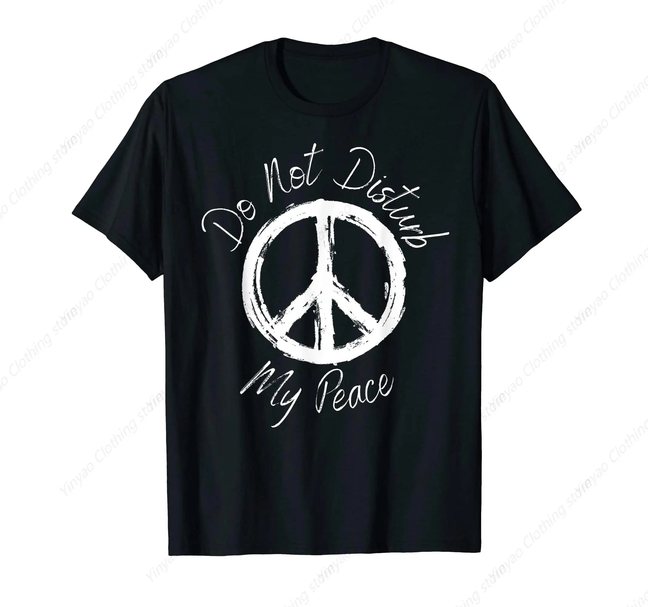 

Please Do Not Disturb My Peace Logo Printed T-Shirt Black Comfortable Pure Cotton Men'S Shirt