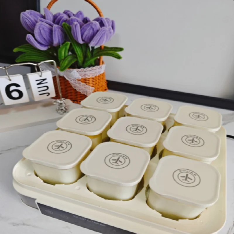 220 V KASJ Joghurtbereiter, 1,5 l, 9 Tassen, kleiner Joghurtfermenter für zu Hause mit Milchhautfunktion, Kochmaschine DB