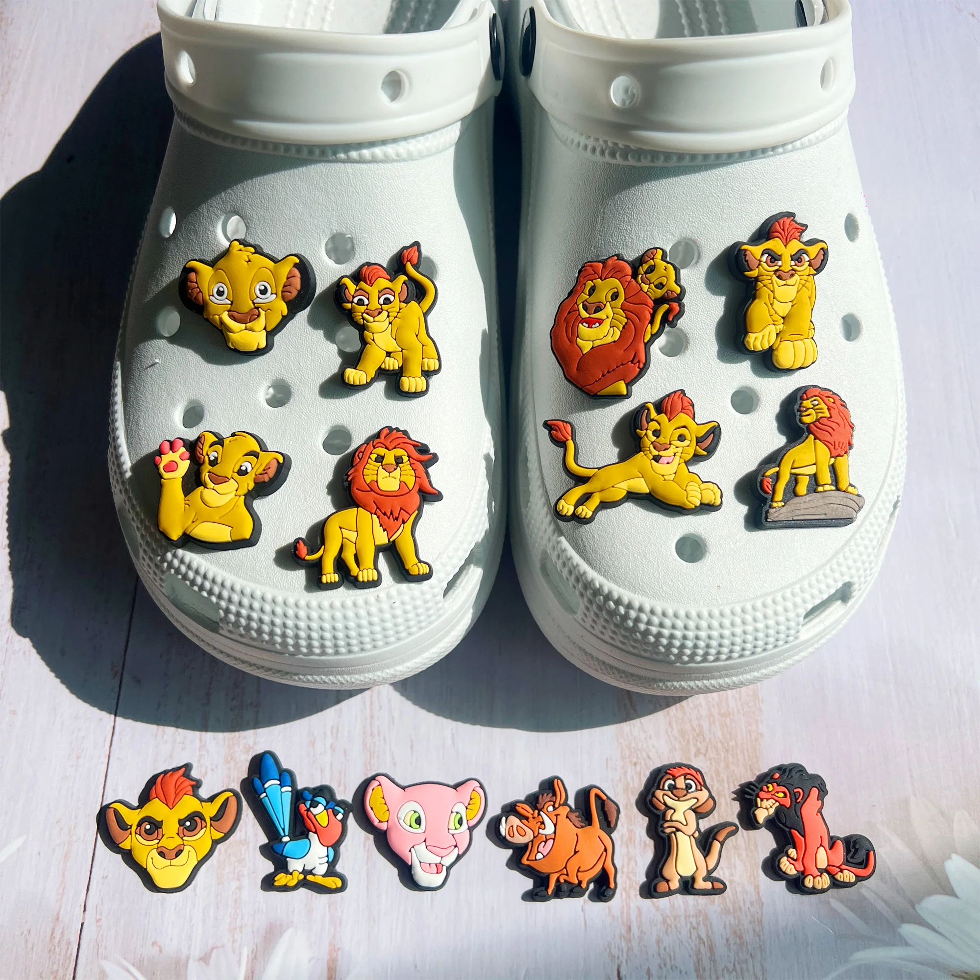 16pcs/SET Kawaii New Lion King Series for Cartoon Shoe Charms Accessories DIY Decoration for Classic Clog Kids Gifts