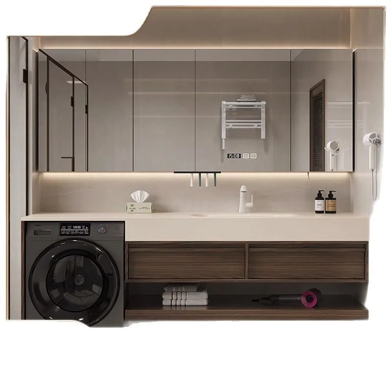 

Washing machine cabinet combination hot bending integrated basin bathroom cabinet toilet washbasin