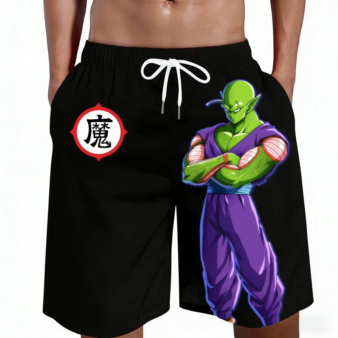 Pantalones Cortos de Playa con Estampado de Anime del Símbolo Kanji de Piccolo de Dragon Ball 2026, Conjuntos Familiares Casuales y Holgados de Secado Rápido para Verano