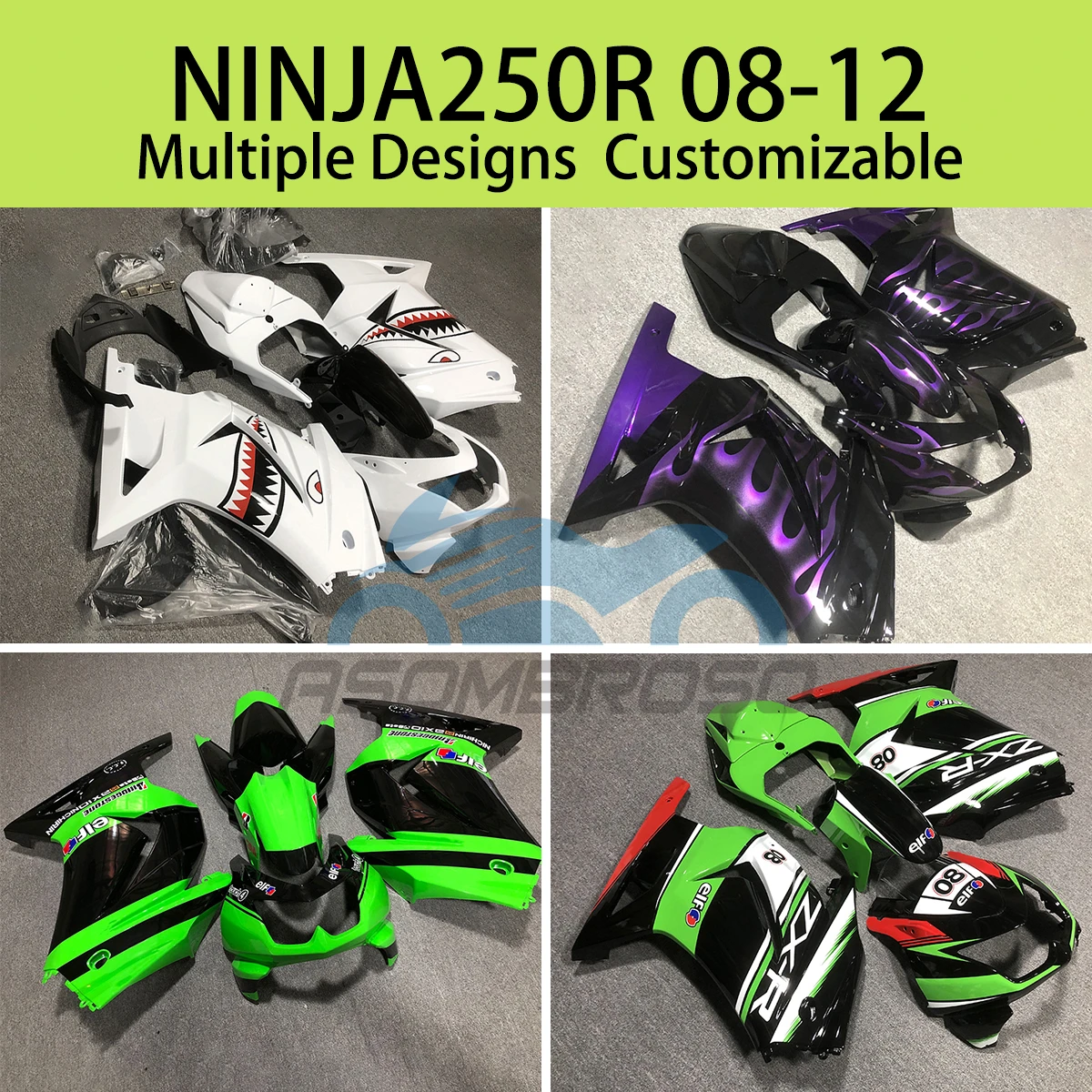 NINJA250R 2008-2012 Motorcycle Spare Parts Fairing Kit for KAWASAKI EX250R 08 09 10 11 12 Accessory Complete Fairings