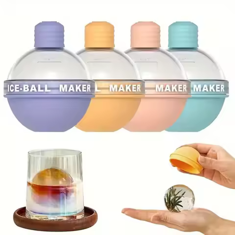 Whiskey Ice Ball Maker - 4Pcs Silicone Ice Cube Tray For Cocktails &amp; Chocolate, Easy Release &amp; Flexible, Kitchen Gadgets For Fre