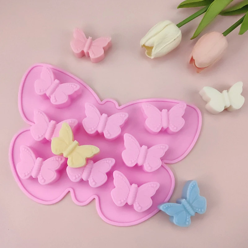 3D Porous Butterfly Silicone Biscuit Baking Mold Heart Chocolate Candy Jelly Ice Oven Mould Cake Decor Soap Candle Making Set